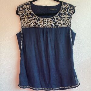 THML Dark Blue Embroidered Blouse